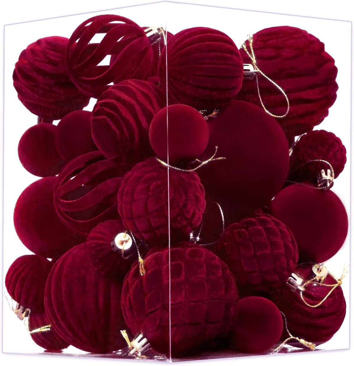 Yastouay 23 Pcs Christmas Ball Ornaments Set,Mix Size Red Velet Shatterproof Christmas Ball Hanging Xmas Tree for Christmas Decorations