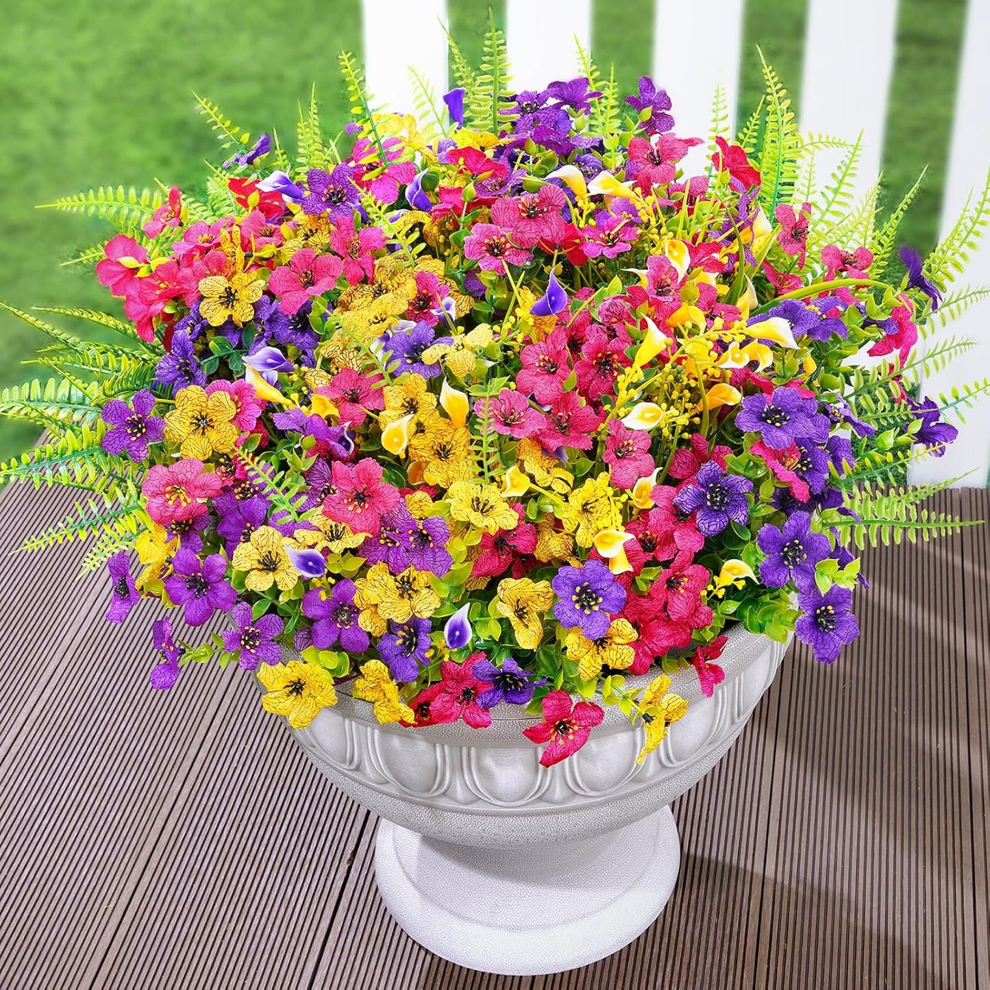 Lyacmy Artificial Flowers for Outdoors, UV Resistant Fake Outdoor Flowers Plants for Outside Home Garden Porch Patio Yard Decor