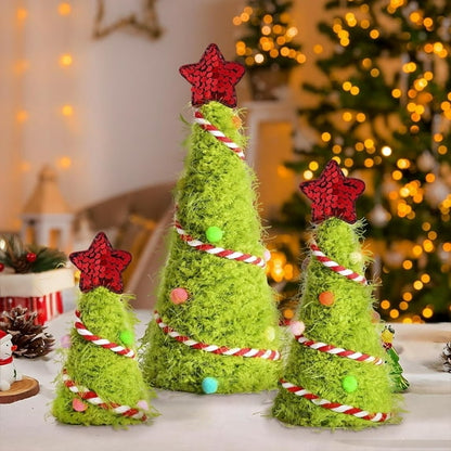 Yastouay 3Pcs Mini Christmas Tree,Lime Green Cristmas Tree,Furry Tabletop Xmas Cone Tree Christmas Decorations