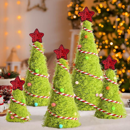 Yastouay 3Pcs Mini Christmas Tree,Lime Green Cristmas Tree,Furry Tabletop Xmas Cone Tree Christmas Decorations