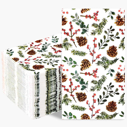 Waipfaru 100 PCS Christmas Paper Napkins 3-Ply Christmas Disposable Paper Hand Towels Pine Cone Napkins for Xmas Winter Holiday