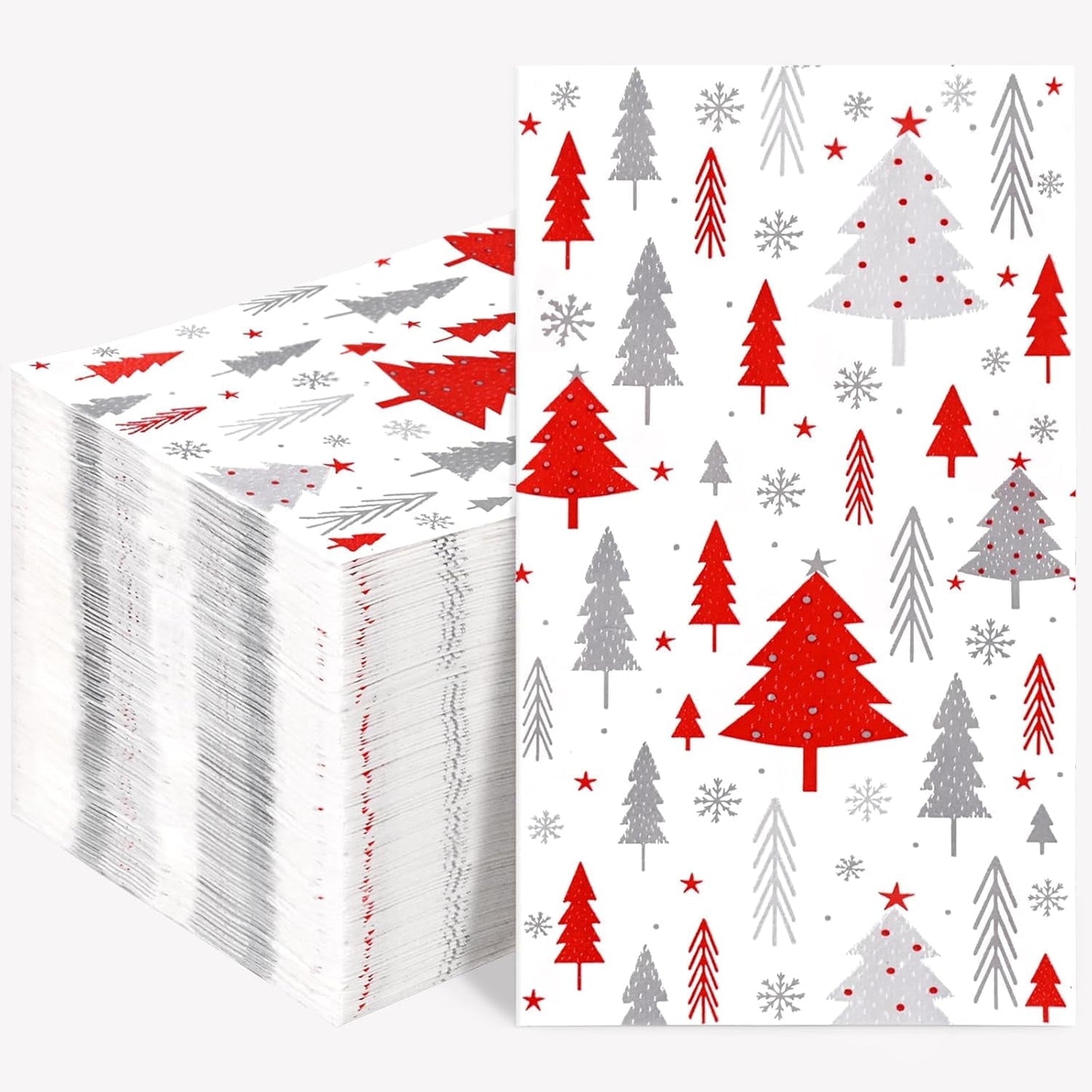Waipfaru 100 PCS Christmas Paper Napkins 3-Ply Christmas Tree Disposable Napkins for Xmas Winter Holiday