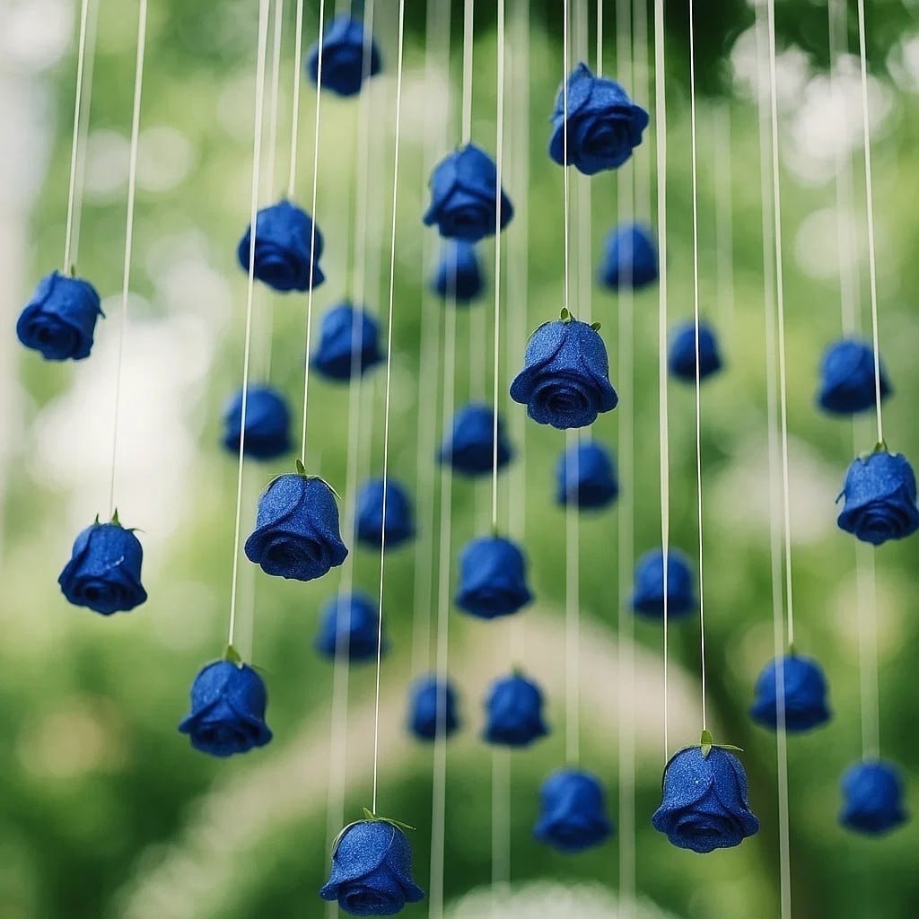 Lyacmy Valentine's Day Decor Artificial Rose Head Hanging Flower for Decorations Ceiling, Fake Pink Rose Flower with Fishing Line