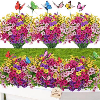 Lyacmy Artificial Flowers for Outdoors, UV Resistant Fake Outdoor Flowers Plants for Outside Home Garden Porch Patio Yard Decor