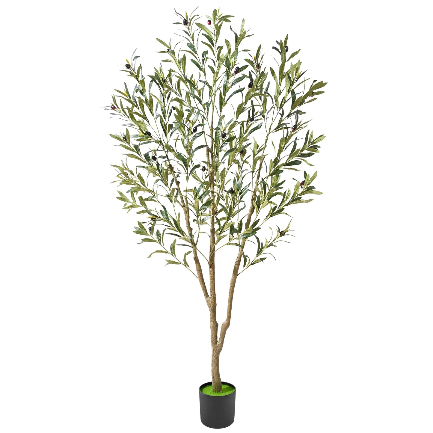 Lyacmy Artificial Olive Tree with Realistic Leaves and Natural Trunk, Faux Potted Plants with Black Plastic Pot for Home Office Decor
