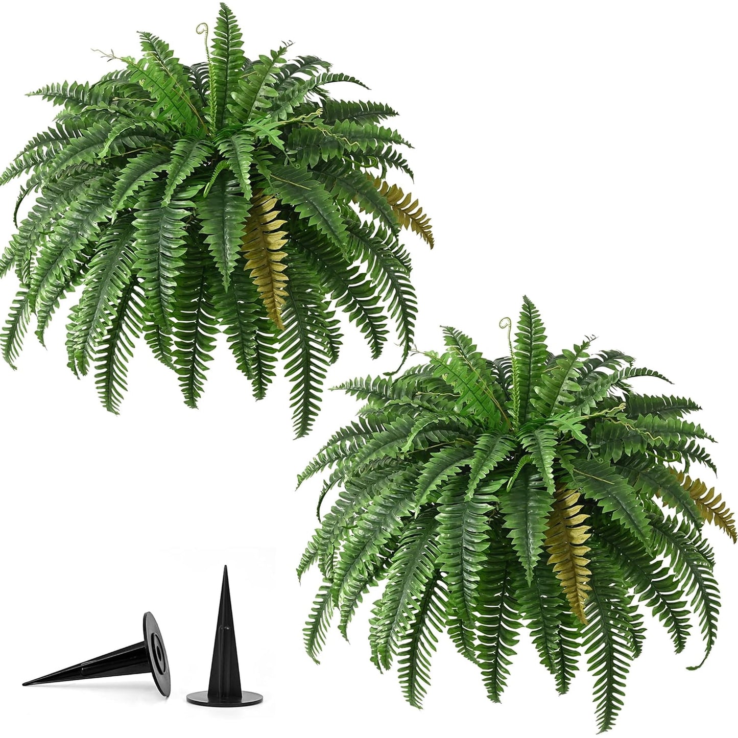 Lyacmy Large Artificial Boston Ferns, Fake Plants Bush for Outdoors Home Patio Porch Decor