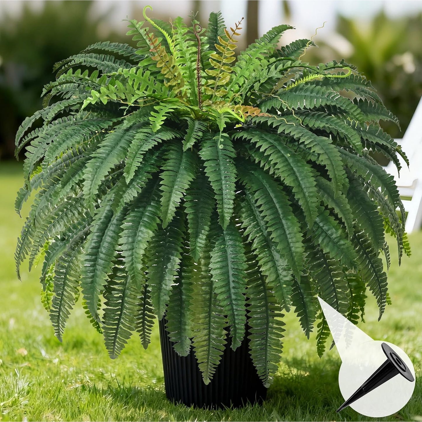 Lyacmy Large Artificial Boston Ferns, Fake Plants Bush for Outdoors Home Patio Porch Decor