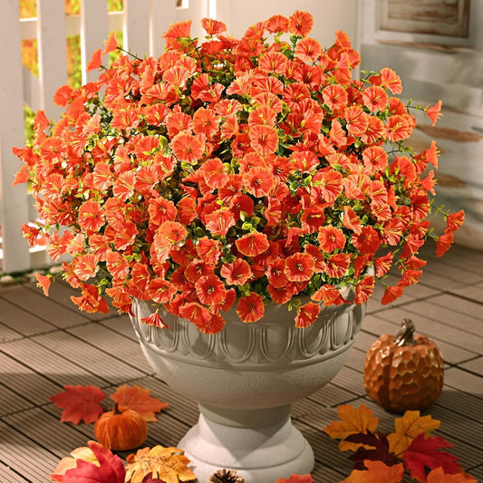 Lyacmy 24 Bundles Artificial Fall Flowers for Outdoor, Fake Mums UV Resistant Fake Flowers Fall Decorations for Home Garden,Orange