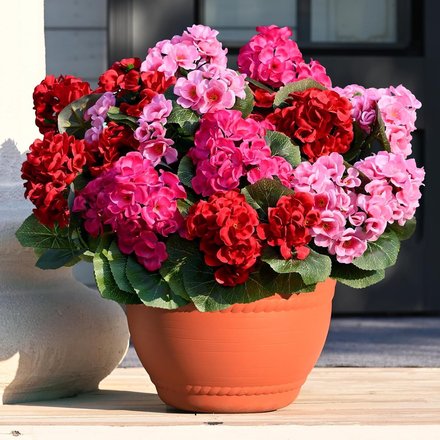Lyacmy Artificial Geraniums for Outdoors Realistic Artificial Flowers, UV Resistant Fake Geraniums Silk Flowers Outdoor Decor