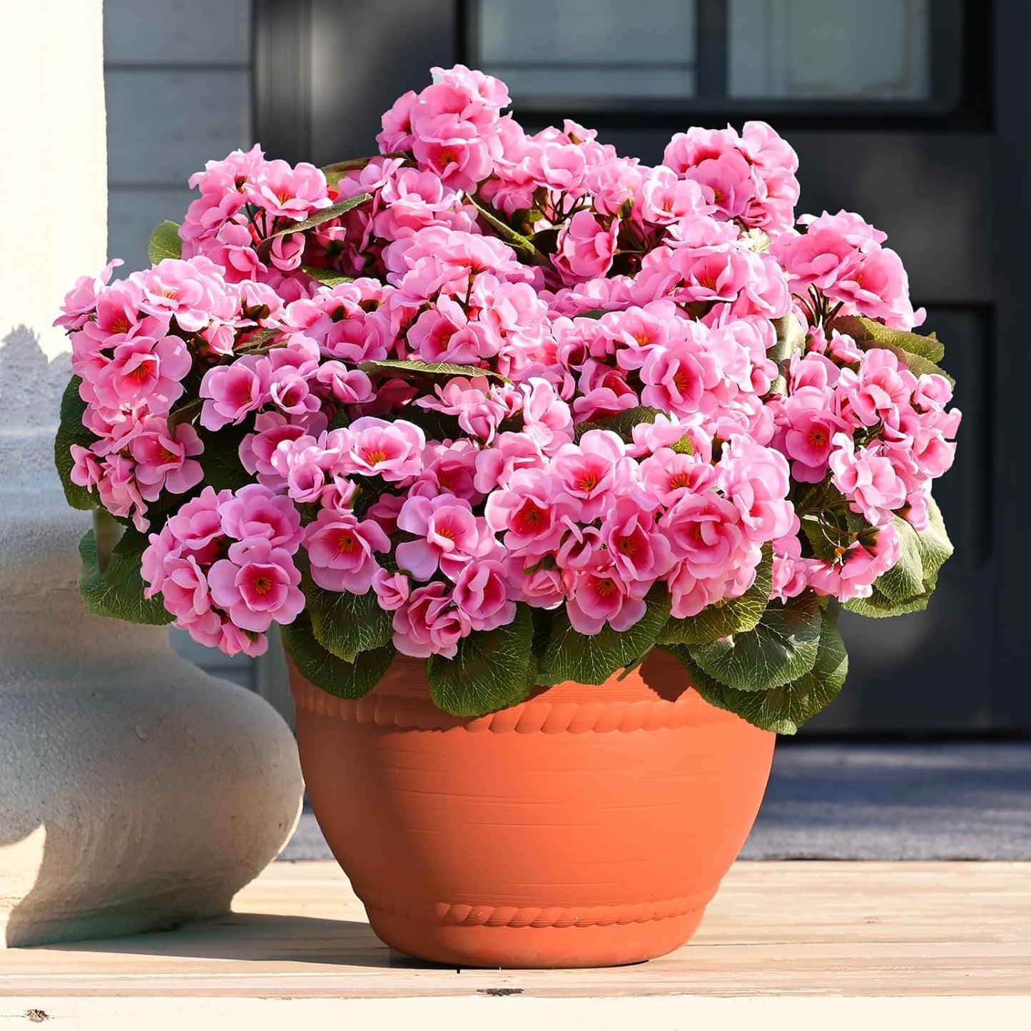 Lyacmy Artificial Geraniums for Outdoors Realistic Artificial Flowers, UV Resistant Fake Geraniums Silk Flowers Outdoor Decor