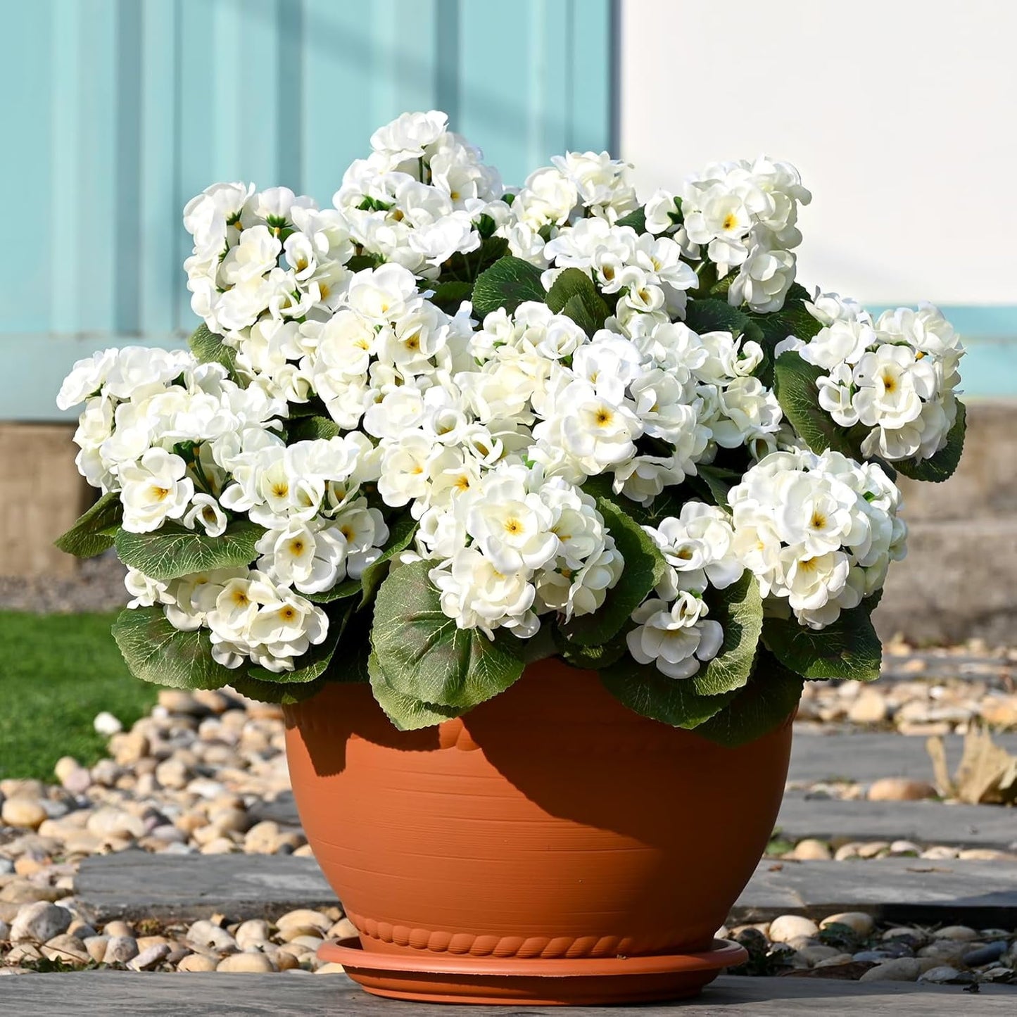Lyacmy Artificial Geraniums for Outdoors Realistic Artificial Flowers, UV Resistant Fake Geraniums Silk Flowers Outdoor Decor