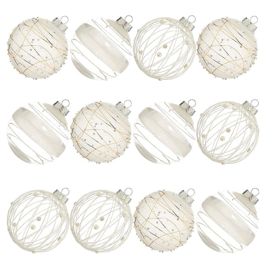 Lyacmy 12PCS Christmas Ball Ornaments for Christmas Decorations, 70mm White Shatterproof Ball for Xmas Christmas Tree Hanging Ornaments Decor