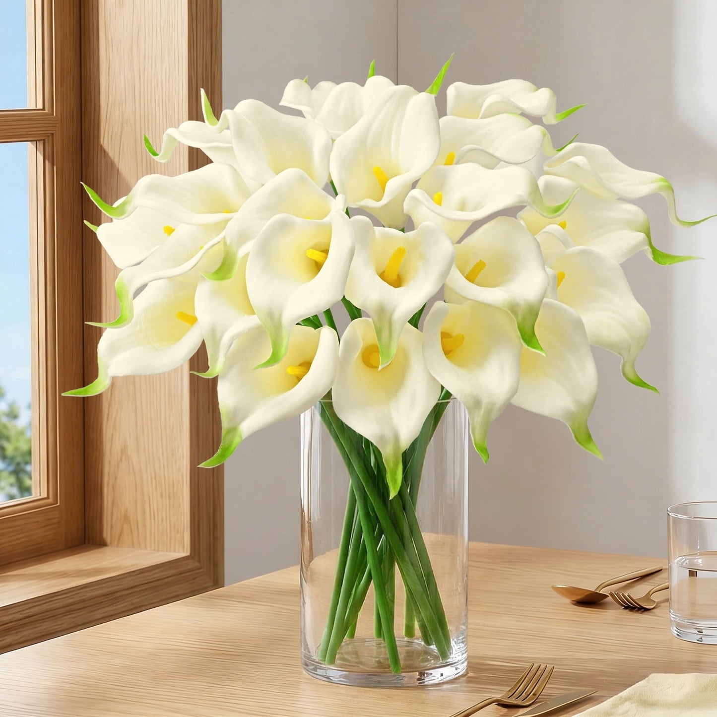 Lyacmy Calla Lily Artificial Flowers, 14 inch PU Real Touch Silk Flower Bouquet for Wedding Table Centerpiece Home