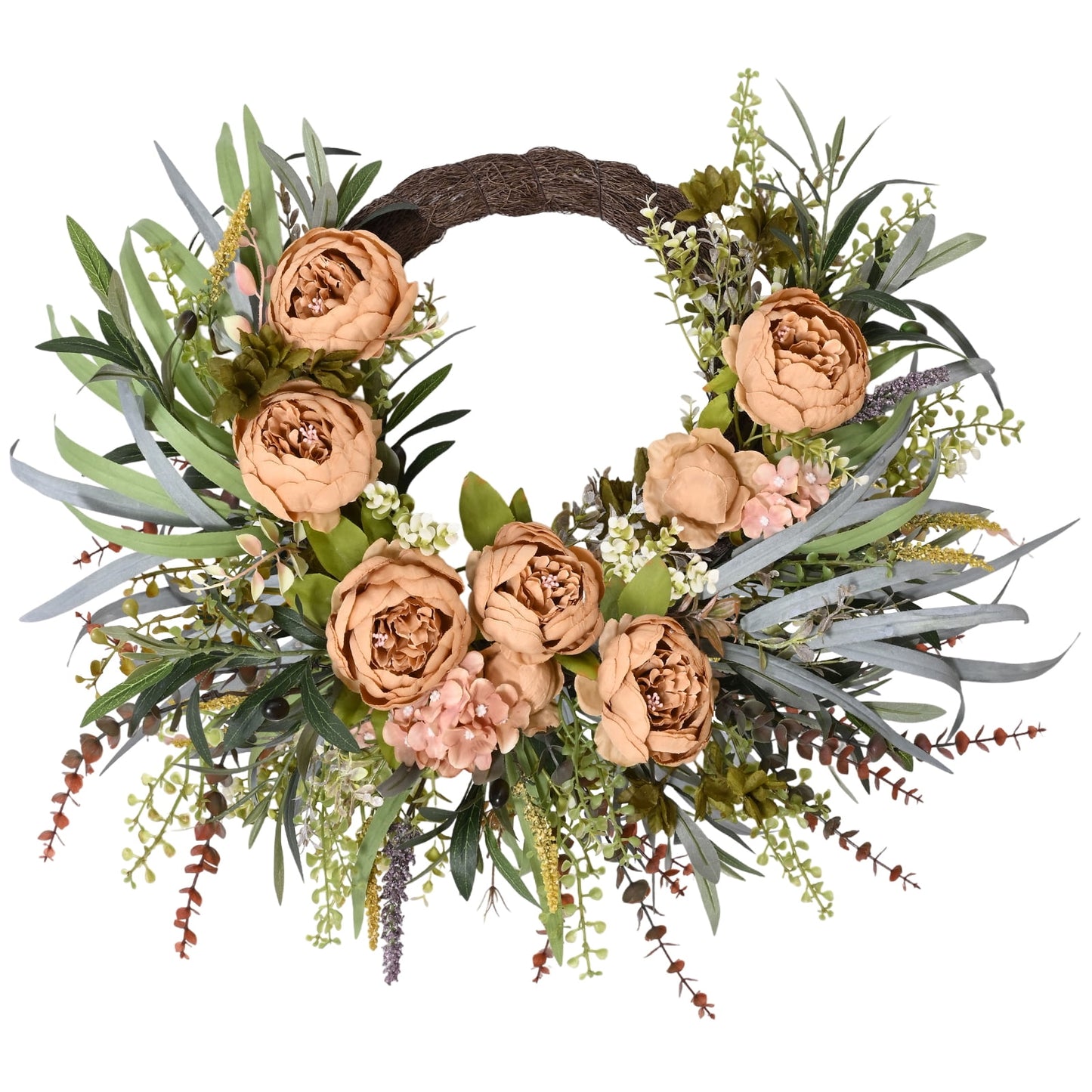Lyacmy Fall Wreaths for Front Door, Autumn Pumpkins Maple Leaf Wreath with Pine Cones Wall Thanksgiving Fall Decorations