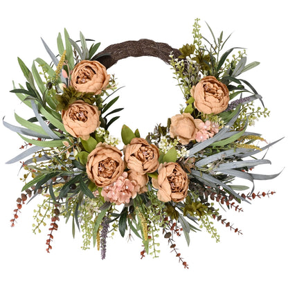 Lyacmy Fall Wreaths for Front Door, Autumn Pumpkins Maple Leaf Wreath with Pine Cones Wall Thanksgiving Fall Decorations