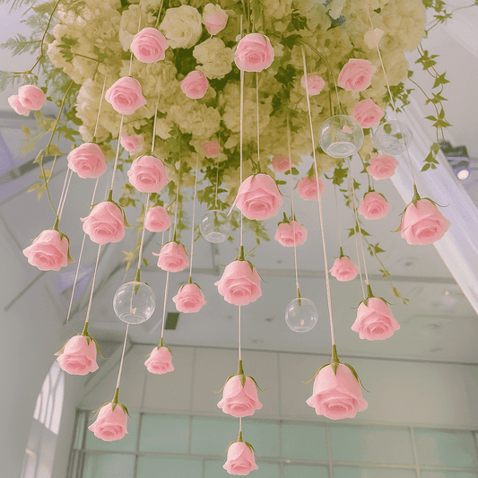 Lyacmy Artificial Rose Head Hanging Flower for Decorations Ceiling, Fake  Rose Flower with Fishing Line
