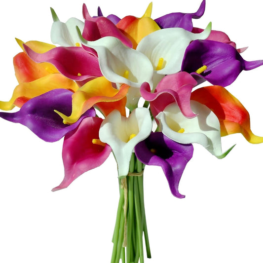 Lyacmy Calla Lily Artificial Flowers, 14 inch PU Real Touch Silk Flower Bouquet for Wedding Table Centerpiece Home