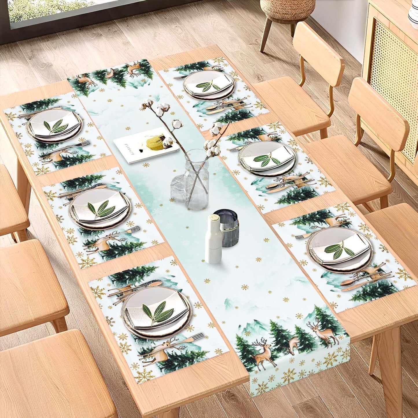 Sevenstars 1Pcs Christams Table Runner for Dining Table 13 x 72 Inch, Farmhouse Kitchen Dining Room Decoration for Christmas