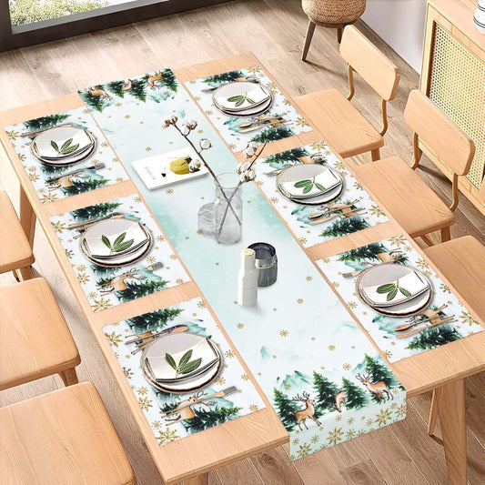 Sevenstars 1Pcs Christams Table Runner for Dining Table 13 x 72 Inch, Farmhouse Kitchen Dining Room Decoration for Christmas