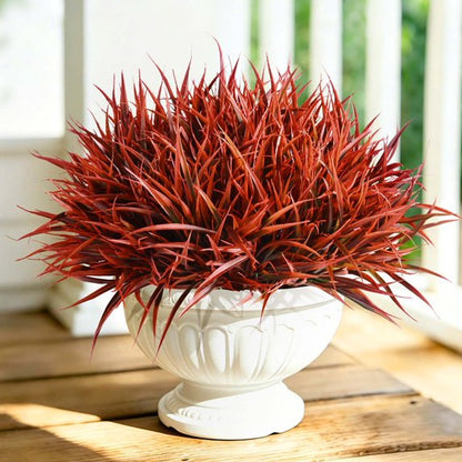 Yastouay Artificial Plants Outdoor,12 Bundles Fake Bushes Summer Plants UV Resistant for Garden,Front Porch（Red Green）
