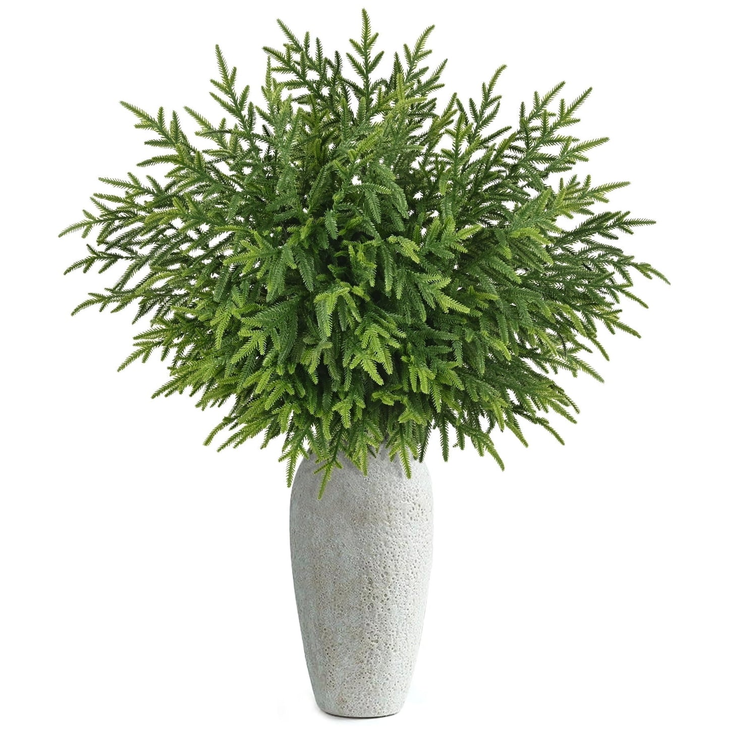 Yastouay 12 Pcs Christmas Norfolk Pine Branches, Artificial Norfolk Pine Branch Faux Cedar Pine Stem Fake Greenery Pine Picks for Vase DIY Garland Wreath Home Decoration