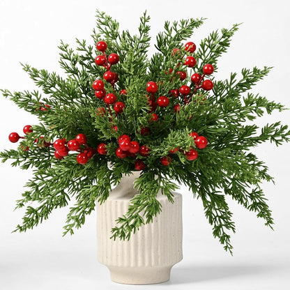 Yastouay 12 Pcs Christmas Norfolk Pine Branches, Artificial Norfolk Pine Branch Faux Cedar Pine Stem Fake Greenery Pine Picks for Vase DIY Garland Wreath Home Decoration