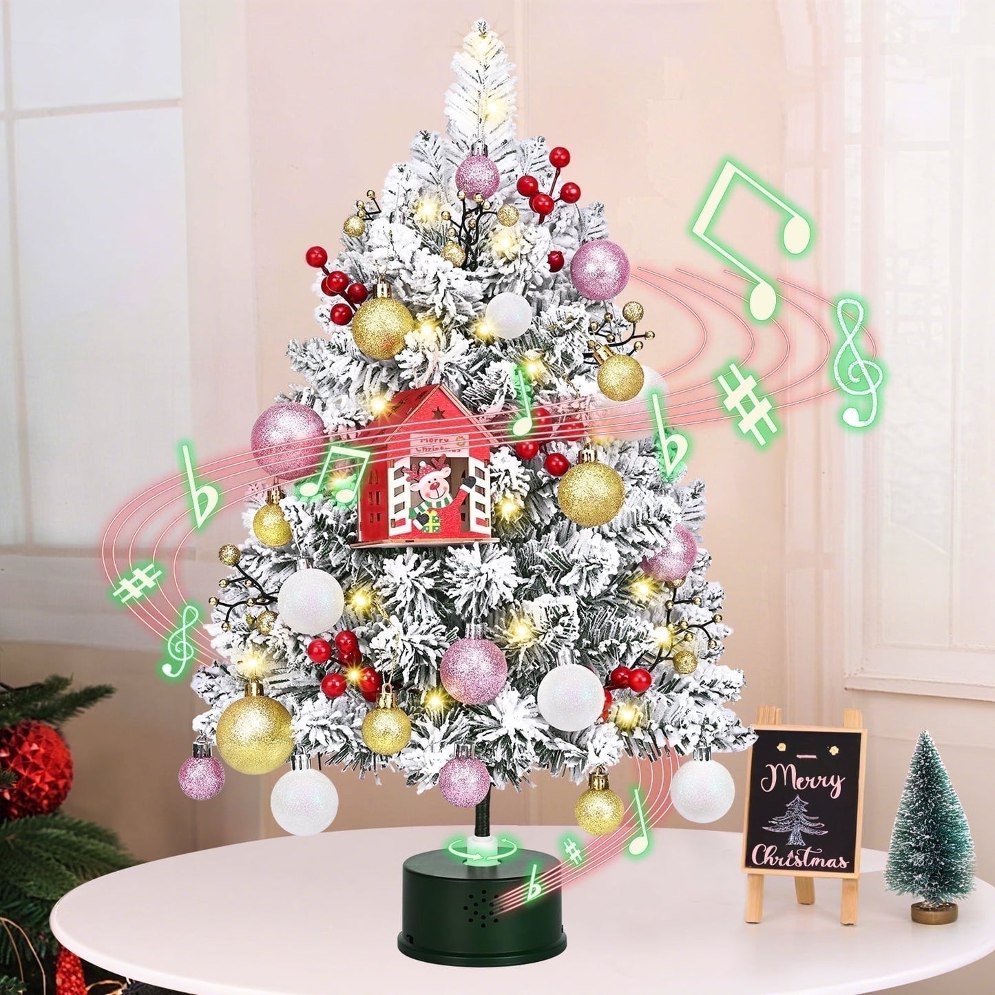 Sevenstars 2FT Tabletop Christmas Tree,Artificial Mini Christmas Tree, Small Xmas Tree for DIY Christams Decorations