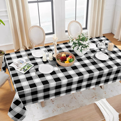 Yastouay Buffalo Plaid Tablecloth Black White Tablecloth,55" x 55" Checkered Table Cover for Spring Holiday Dinner Party Picnic,Square