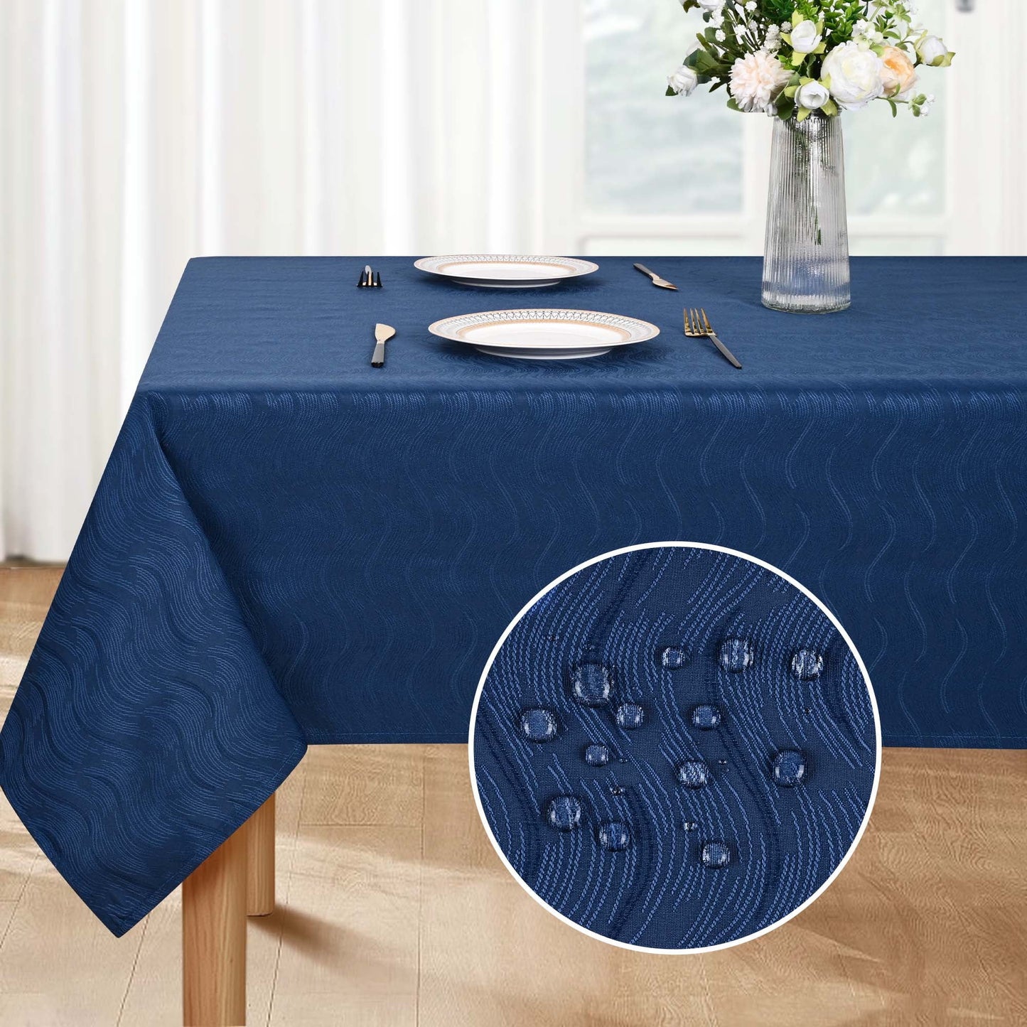 Sevenstars White Jacquard Tablecloth Swirl Pattern Rectangle Table Cover for Kitchen Dinning, 60" x 84"