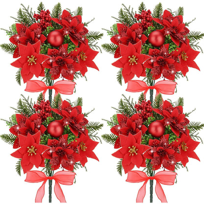Yastouay Christmas Artificial Flowers, 8 Bouquets Poinsettia for Christmas Home, Living Room, Dining Table, Wedding Decoration