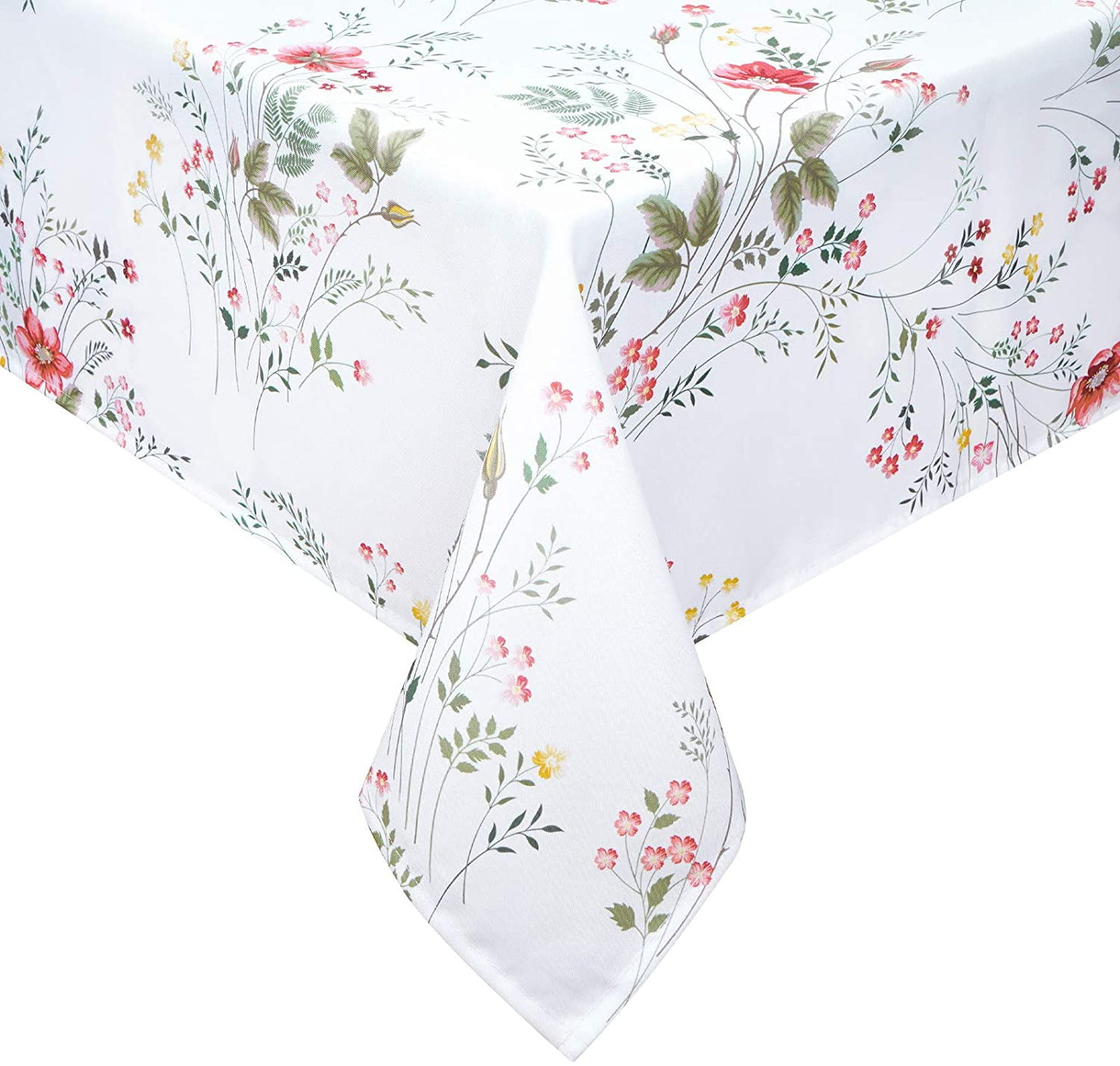 Sevenstars Floral Tablecloth SpringTable Cloth White Rectangle Table Cover for Easter, Picnic, 60" x 84"