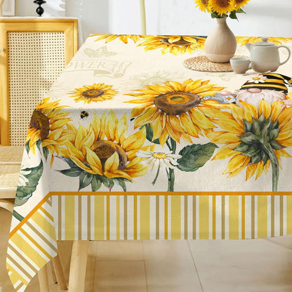 Yastouay Sunflower Tablecloth Rectangle Spring Table Cloth with Butterfly Waterproof for Birthday Party,Picnic, 60" x 84"