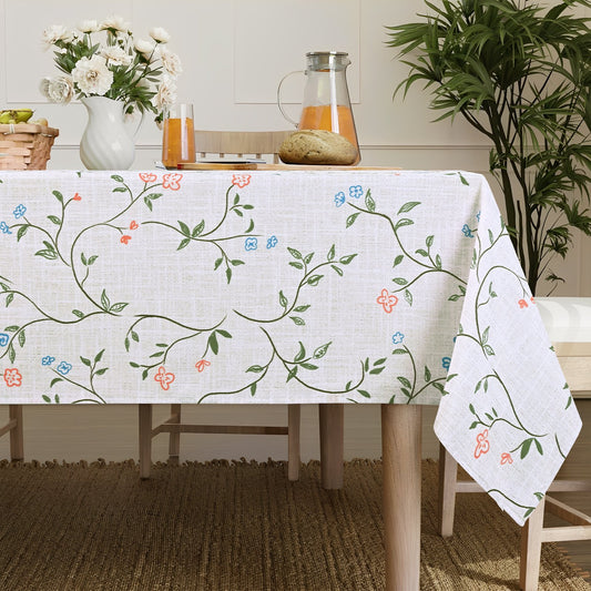 Sevenstars Spring Floral Tablecloth Rectangular Green Flower Printed Table Cover for Kitchen Dinner Decor,Waterproof,60" x 84"