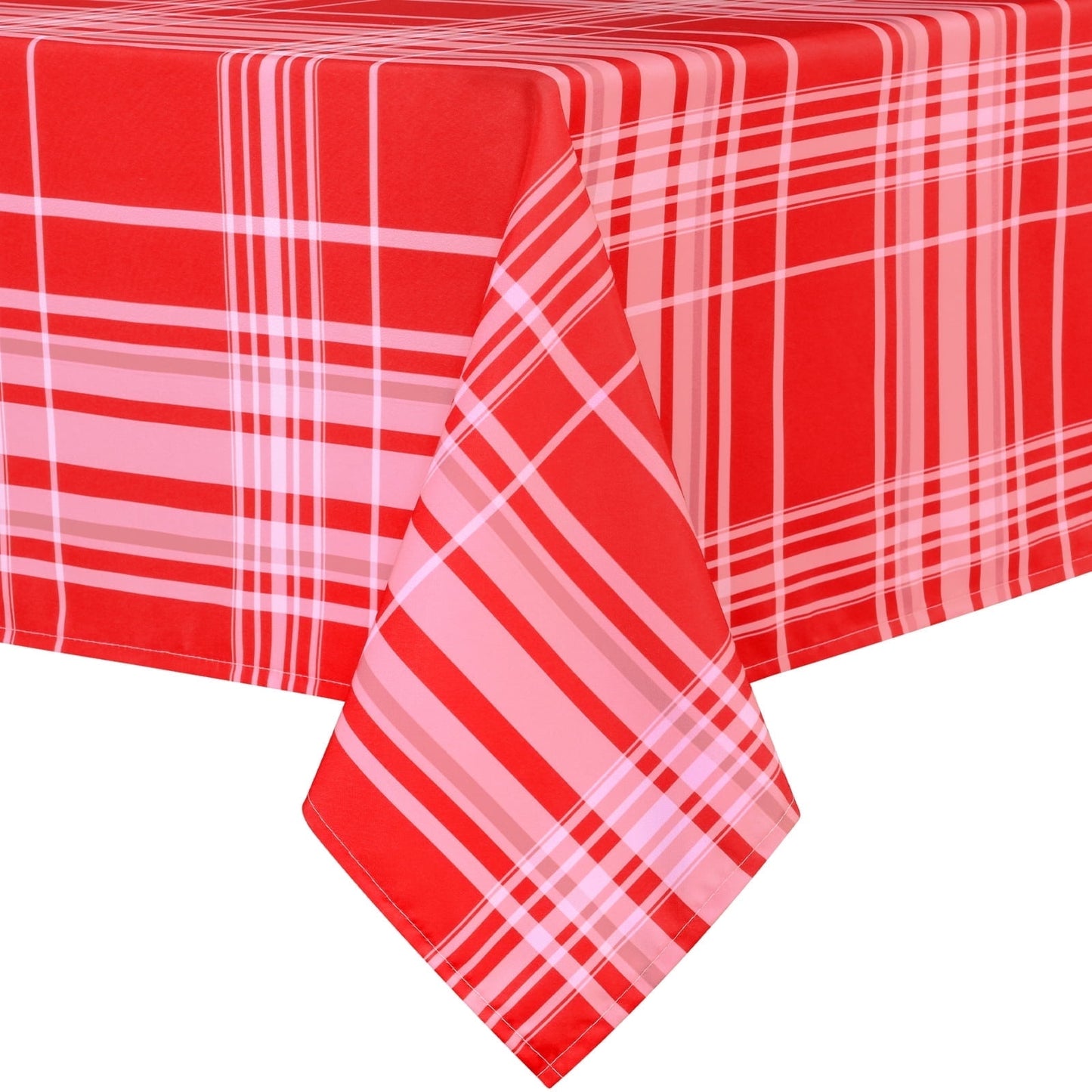 Sevenstars Red Plaid Tablecloth Rectangle, Holiday Washable Table Cover for Dinner Party, Red and White, 55" x 55"