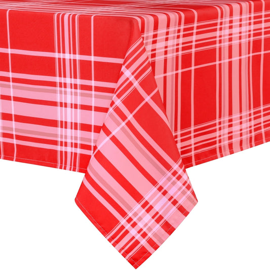 Sevenstars Red Plaid Tablecloth Rectangle, Holiday Washable Table Cover for Dinner Party, Red and White, 55" x 55"