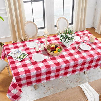 Yastouay Buffalo Plaid Tablecloth Black White Tablecloth,55" x 55" Checkered Table Cover for Spring Holiday Dinner Party Picnic,Square
