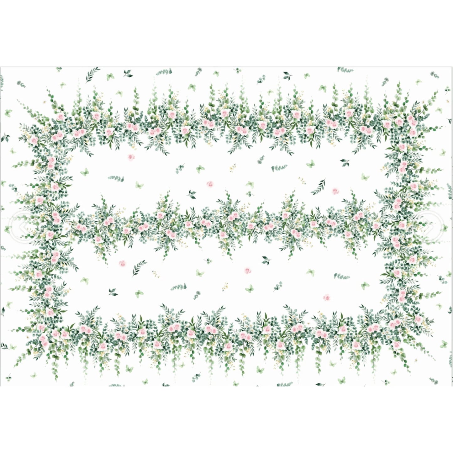 Sevenstars White Floral Tablecloth Green Leaves Pink Rose Retangle Table Cloth Waterproof for Spring Dinner Decor,60"x84"