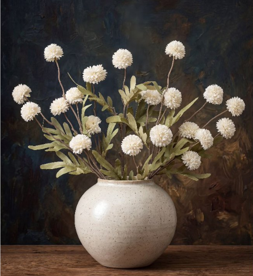 Yastouay 6Pcs Fake Chrysanthemum Flowers,21In Faux Kiku Flowers Silk Pompon Mums for Home Table Wedding Arrangements,White
