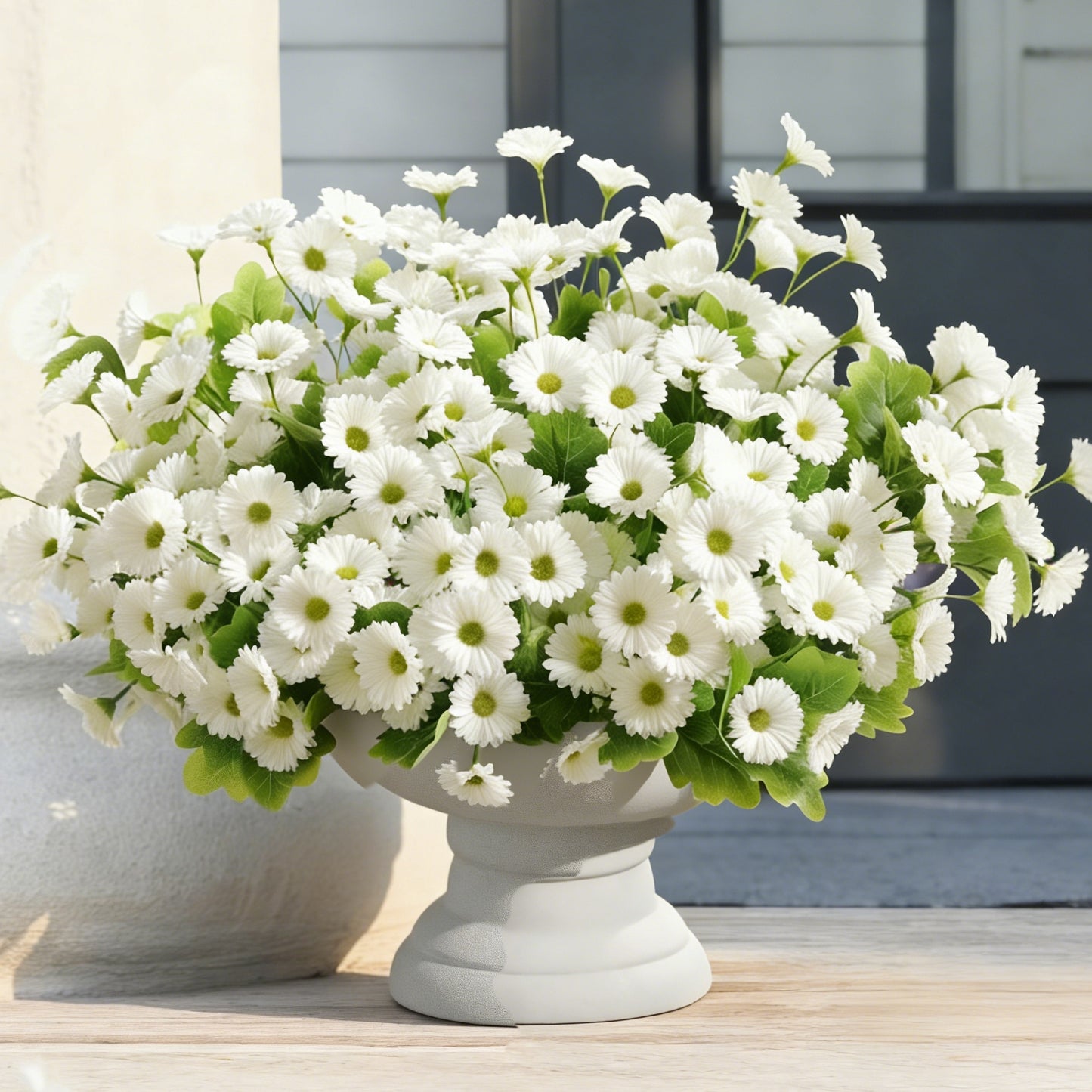 Yastouay 6 Bundles Artificial Mums Flowers for Outdoors, UV Resistant Fake Flowers for Planter, Mix Yellow Outdoor Faux Plants for Garden Balcony Yard Porch