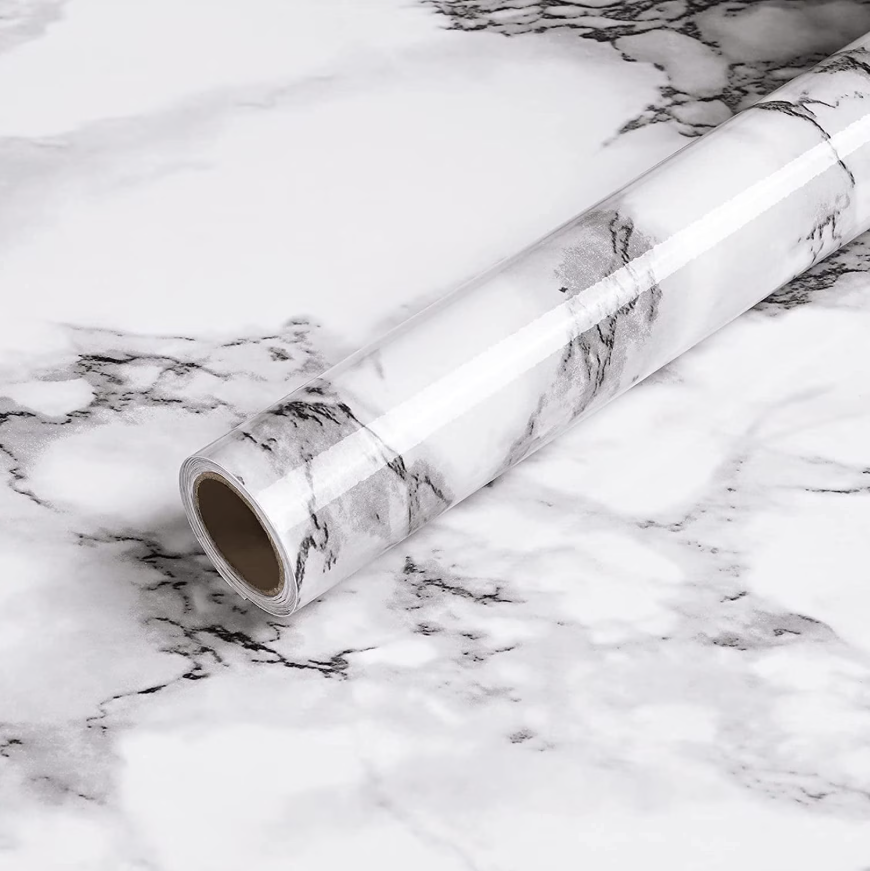 Caltero Marble Wallpaper Peel and Stick Wallpaper Black White Marble Contact Paper,24"x 78.7"