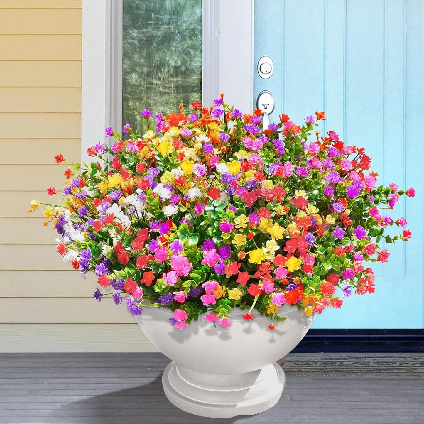 Waipfaru 26 Bundles Artificial Flowers for Outdoors,UV Resistant Fake Plants Flowers Greenery Shrubs Plants for Decoration Outside Plants Home Garden Decor