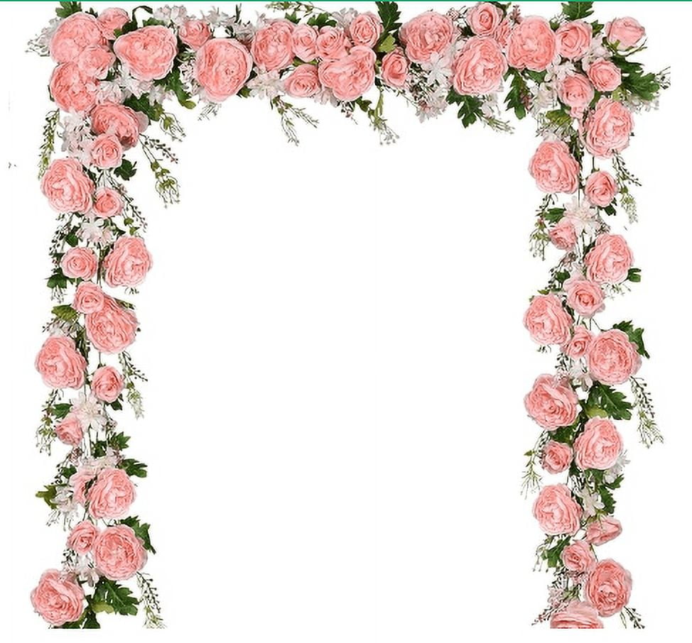 Waipfaru 2 Pack Artificial Peony Flower Garland -6ft Fake Silk Flower Vines ,Faux Artificial Floral Garland for Wedding Arch Party Table Decoration (Wine Red)