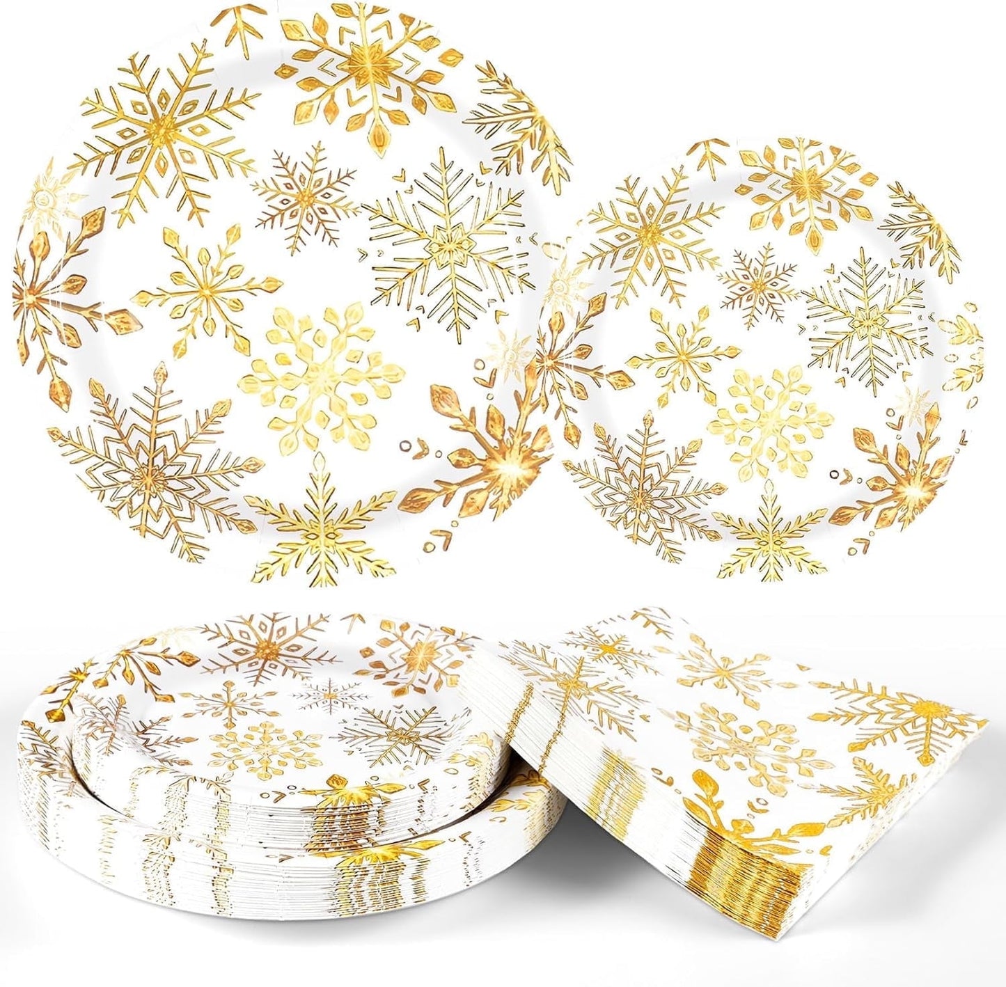 Waipfaru 200 PCS Christmas Party Supplies Disposable Plates Napkins Set,Blue Christmas Tableware Set Dinner Lunch Dessert Appetizer Decoration Xmas Party, Serve 50