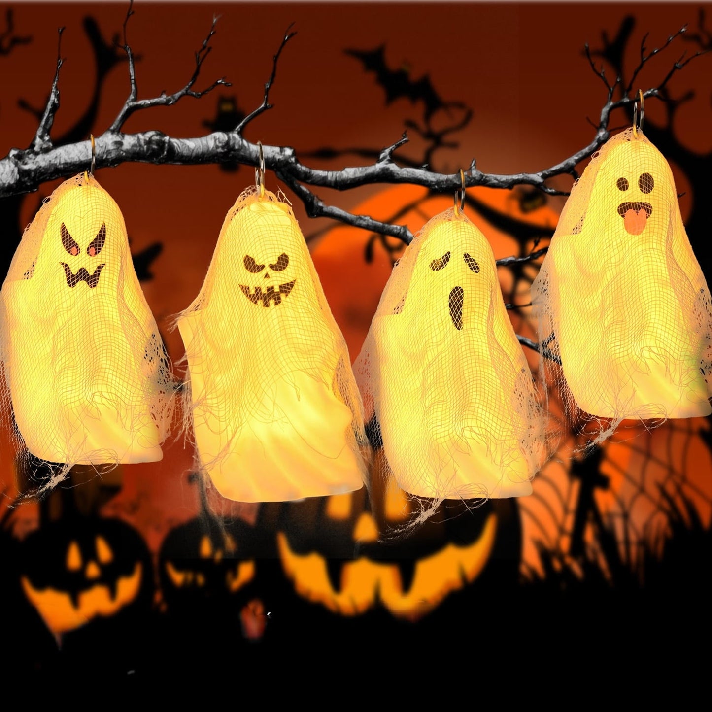 Waipfaru 2Pcs Ghost Halloween Decor,Gothic Ghost Light Up,Ghost Halloween Decor, Little White Ghost for Halloween Home Decorations Indoor