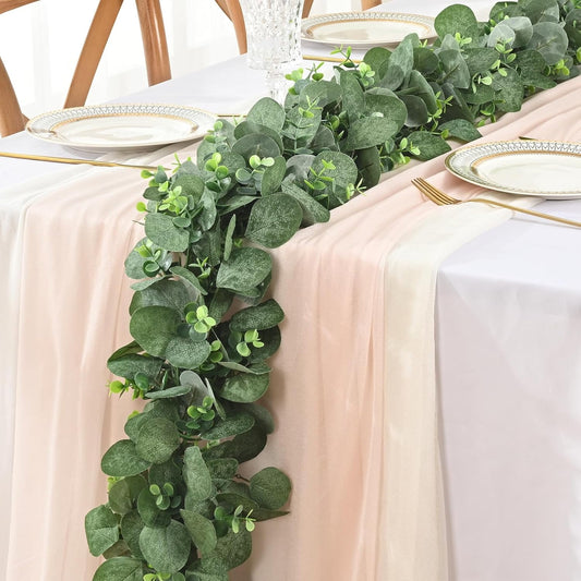 Waipfaru 4 Pack Eucalyptus Garland Decor,6FT Greenery Garland,Artificial Eucalyptus Leaves Vines for Table Home Wedding Mantle Party Decoration