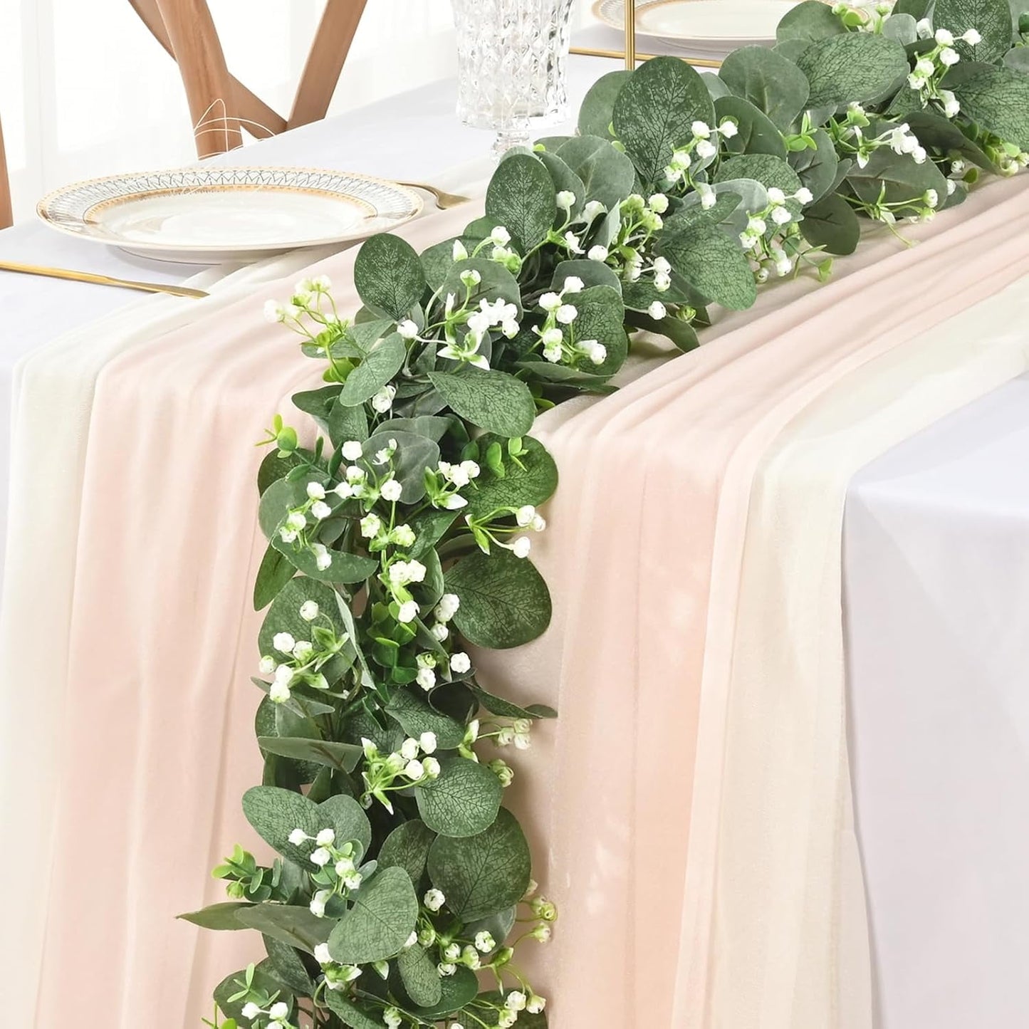 Waipfaru 4 Pack Eucalyptus Garland Decor,6FT Greenery Garland,Artificial Eucalyptus Leaves Vines for Table Home Wedding Mantle Party Decoration