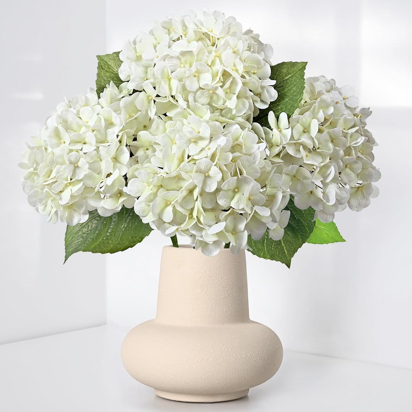 Waipfaru 4Pcs Hydrangea Artificial Flowers,20" Faux Hydrangea Flower with Stems,Full Latex Real Touch Hydrangea Flowers for Office Home Party Wedding Decor(Green)