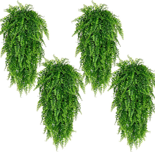 Waipfaru Artificial Hanging Plants Fern Vine,8 Pack Fake Ivy Leaves Plastic Plants, Faux UV Resistant Greenery Decor for Indoors & Outdoors