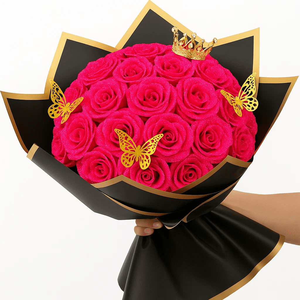 Waipfaru Glitter Roses Bouquet,36pcs Glitter Artificial Flowers,DIY Glitter Everlasting Rose Bouquet with Stem for Mother's Day gift,Engagement,Anniversary,Wedding