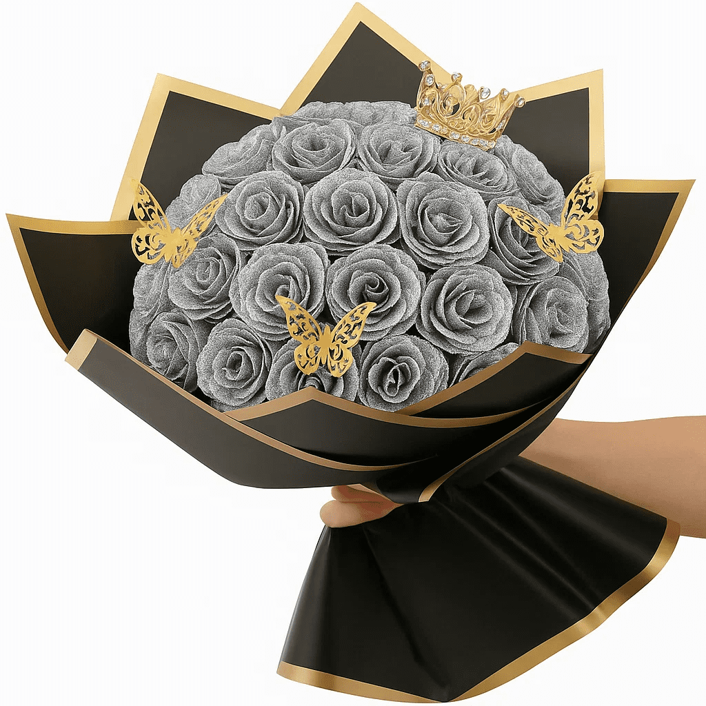 Waipfaru Glitter Roses Bouquet,36pcs Glitter Artificial Flowers,DIY Glitter Everlasting Rose Bouquet with Stem for Mother's Day gift,Engagement,Anniversary,Wedding